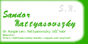 sandor mattyasovszky business card